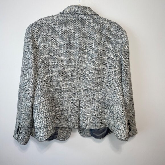 Talbots Woman Petite 22WP Tweed Blazer Jacket Blue/White 2-Button Made In China - Picture 10 of 11